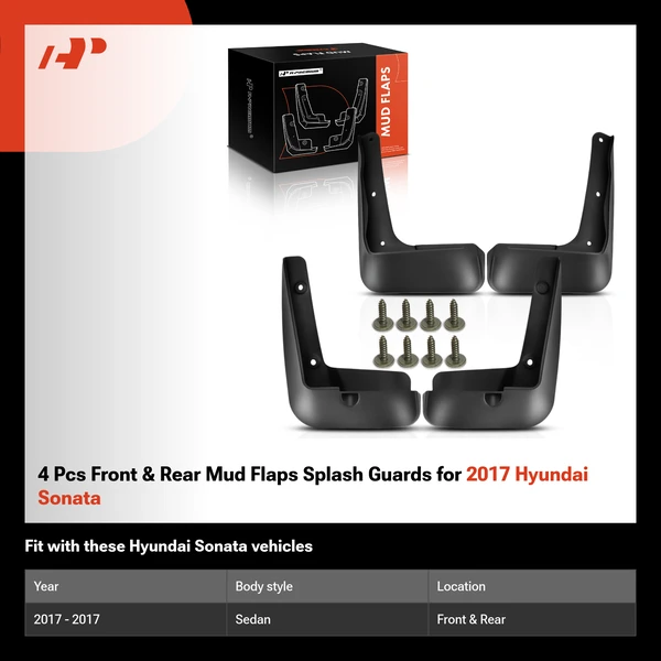 4 Pcs Front & Rear Mud Flaps Splash Guards for 2017 Hyundai Sonata