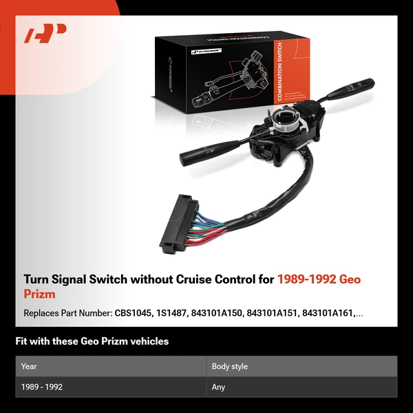 Turn Signal Switch without Cruise Control for 1989-1992 Geo Prizm