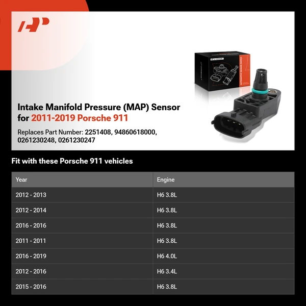 Intake Manifold Pressure (MAP) Sensor for 2011-2019 Porsche 911