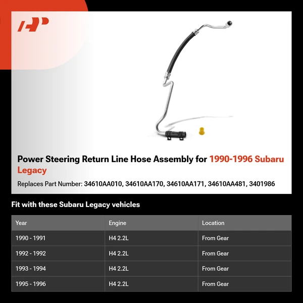 Power Steering Return Line Hose Assembly for 1990-1996 Subaru Legacy