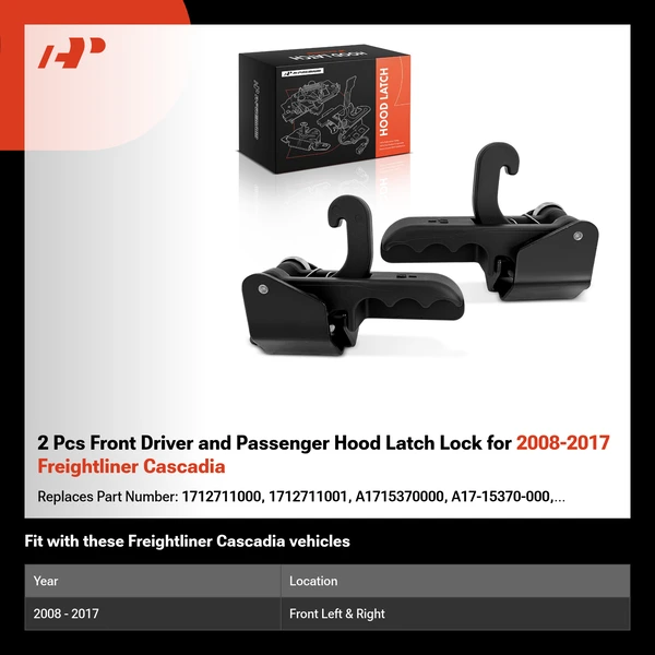 2 Pcs Front Driver and Passenger Hood Latch Lock for 2008-2017 Freightliner Cascadia