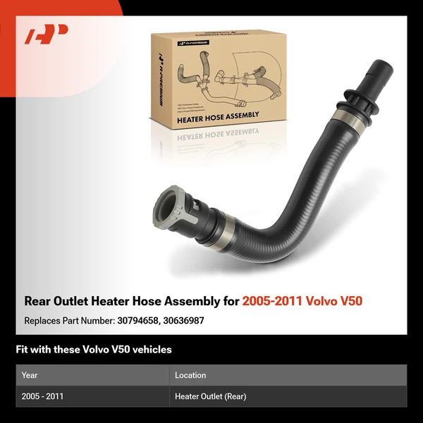 Rear Outlet Heater Hose Assembly for 2005-2011 Volvo V50