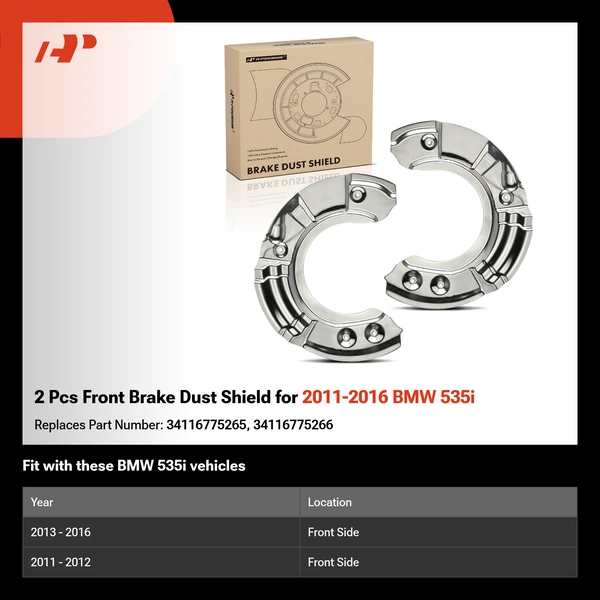 2 Pcs Front Brake Dust Shield for 2011-2016 BMW 535i