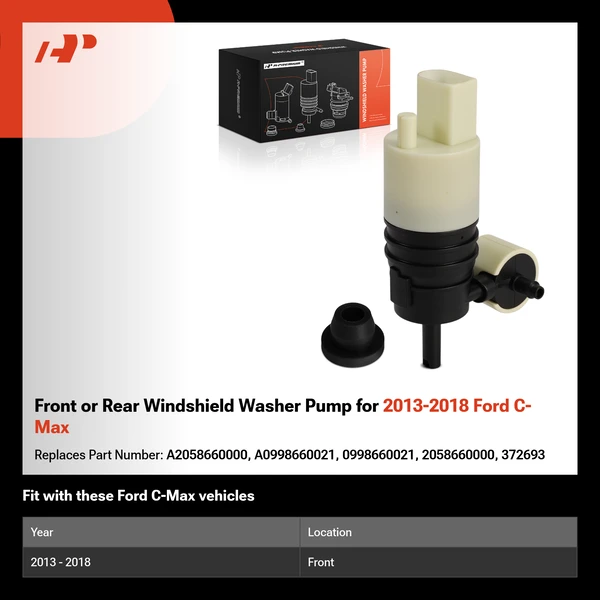 Front or Rear Windshield Washer Pump for 2013-2018 Ford C-Max