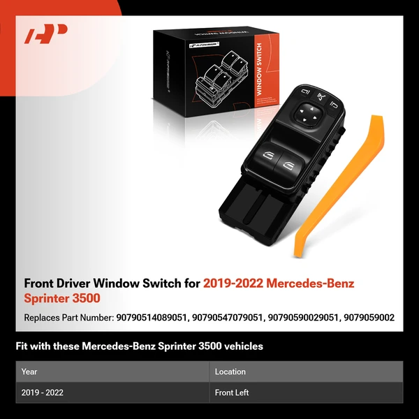 Front Driver Window Switch for 2019-2022 Mercedes-Benz Sprinter 3500