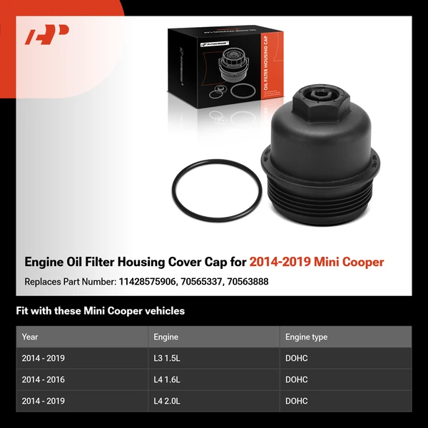 Engine Oil Filter Housing Cover Cap for 2014-2019 Mini Cooper