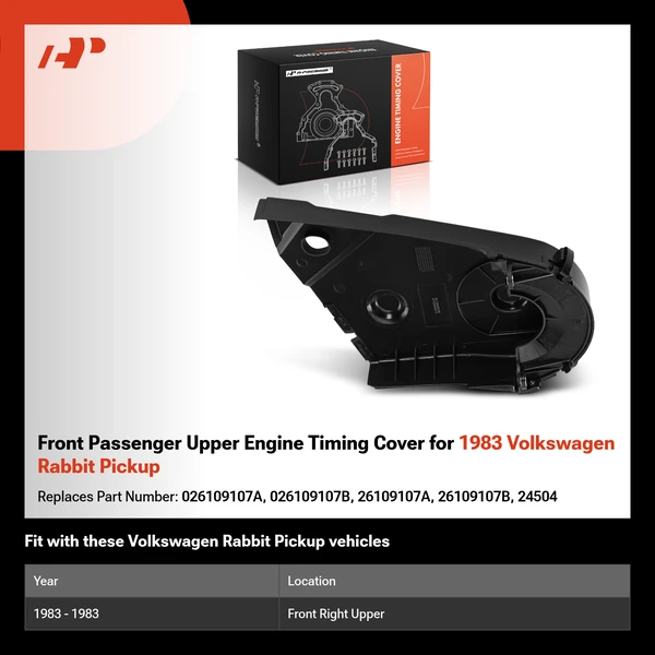 Front Passenger Upper Engine Timing Cover for 1983 Volkswagen Rabbit Pickup