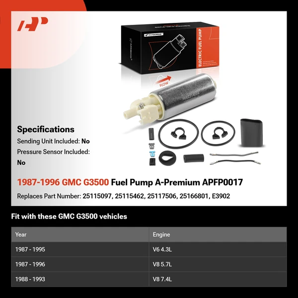 1987-1996 GMC G3500 Fuel Pump A-Premium APFP0017
