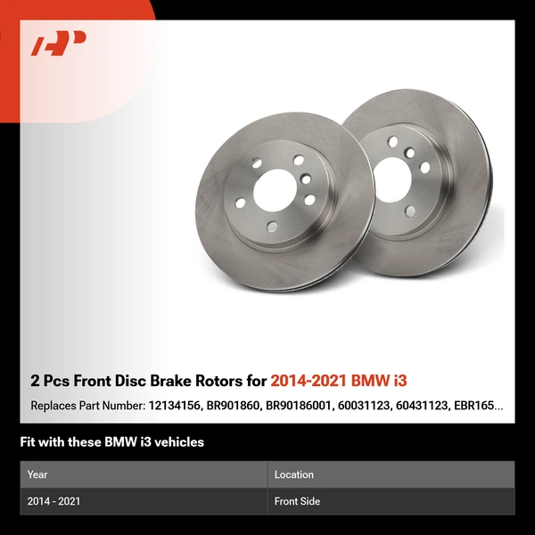 2 Pcs Front Disc Brake Rotors for 2014-2021 BMW i3