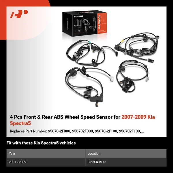 4 Pcs Front & Rear ABS Wheel Speed Sensor for 2007-2009 Kia Spectra5