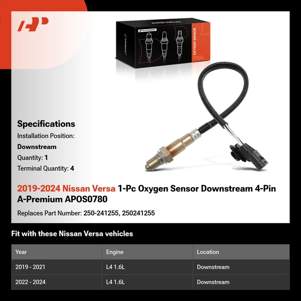 2019-2024 Nissan Versa 1-Pc Oxygen Sensor Downstream 4-Pin A-Premium APOS0780