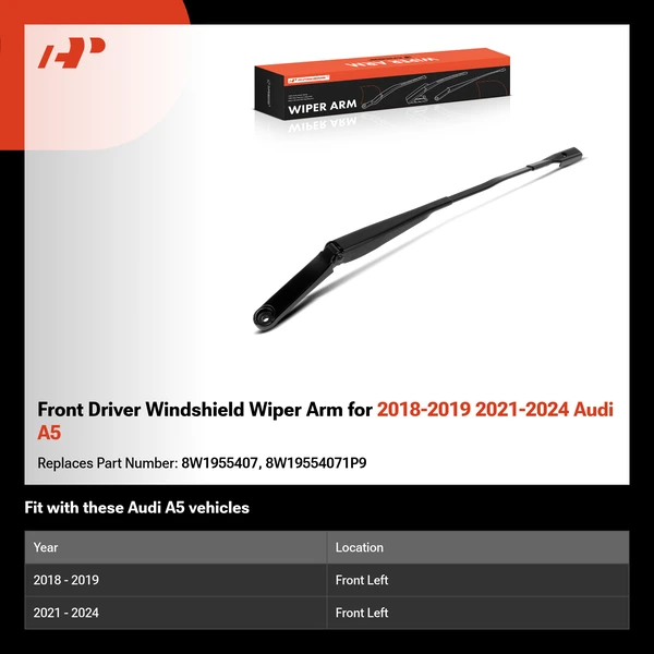 Front Driver Windshield Wiper Arm for 2018-2019 2021-2024 Audi A5