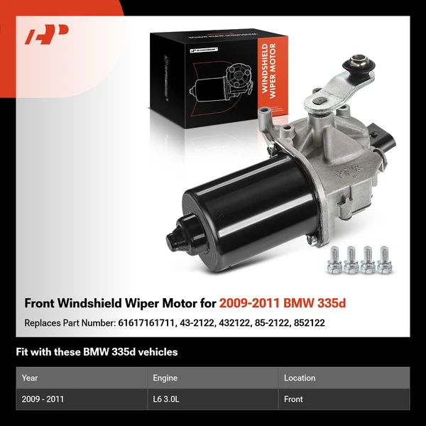 Front Windshield Wiper Motor for 2009-2011 BMW 335d