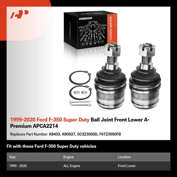 1999-2020 Ford F-350 Super Duty Ball Joint Front Lower A-Premium APCA2214