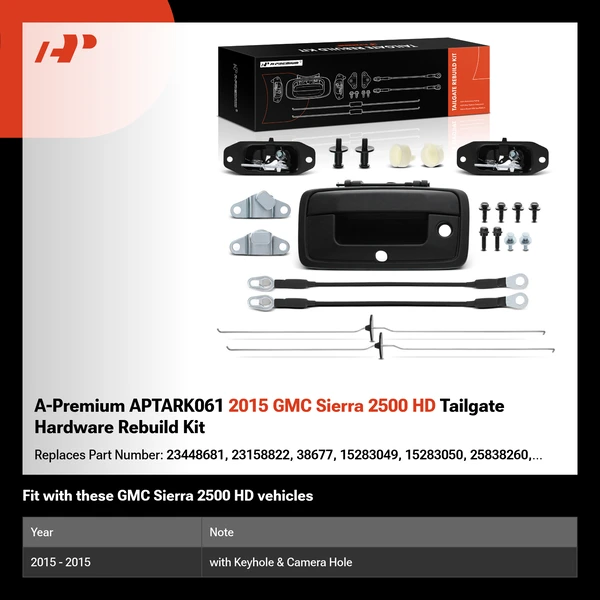 A-Premium APTARK061 2015 GMC Sierra 2500 HD Tailgate Hardware Rebuild Kit