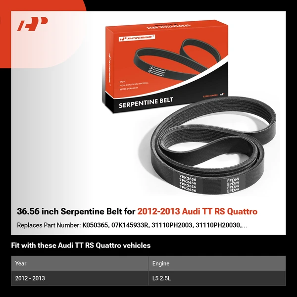 36.56 inch Serpentine Belt for 2012-2013 Audi TT RS Quattro
