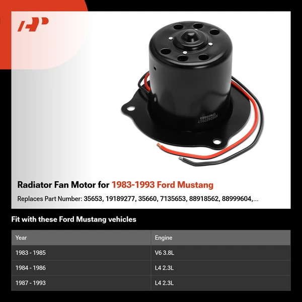 Radiator Fan Motor for 1983-1993 Ford Mustang