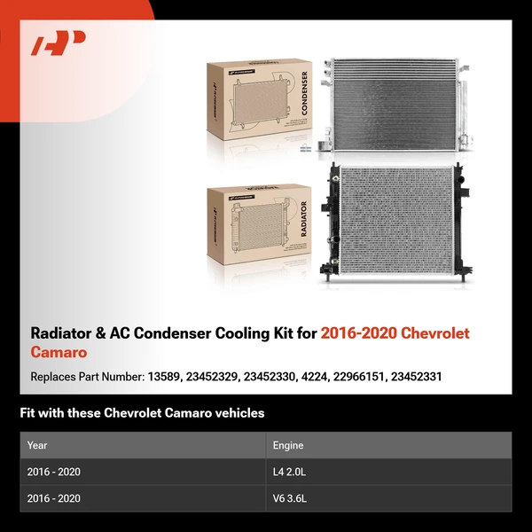 Radiator & AC Condenser Cooling Kit for 2016-2020 Chevrolet Camaro