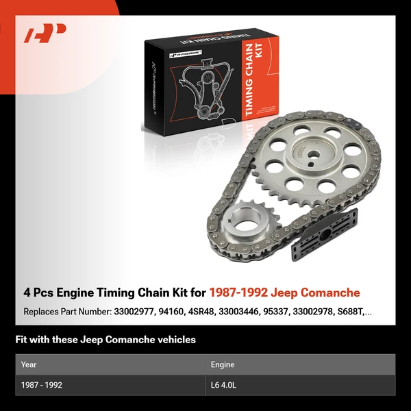 4 Pcs Engine Timing Chain Kit for 1987-1992 Jeep Comanche
