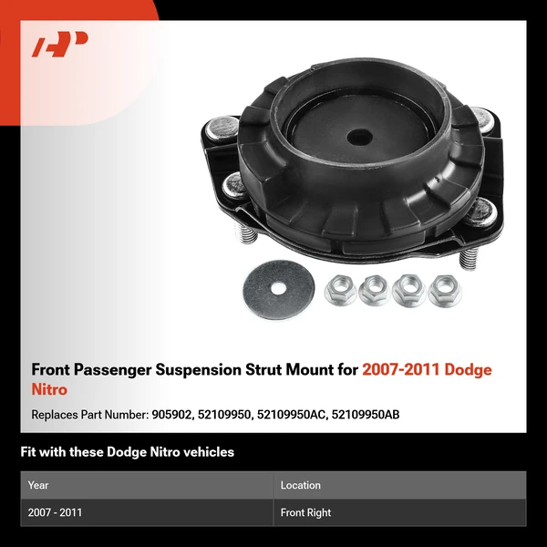 Front Passenger Suspension Strut Mount for 2007-2011 Dodge Nitro