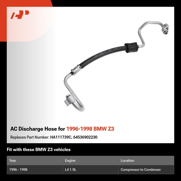 AC Discharge Hose for 1996-1998 BMW Z3