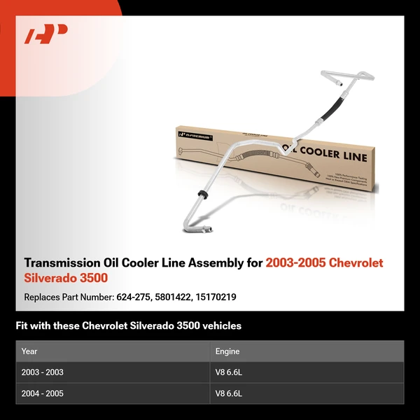 Transmission Oil Cooler Line Assembly for 2003-2005 Chevrolet Silverado 3500
