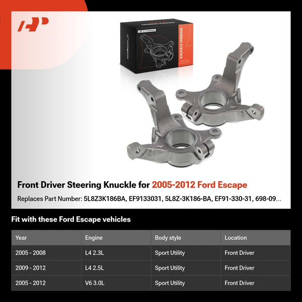 Front Driver Steering Knuckle for 2005-2012 Ford Escape