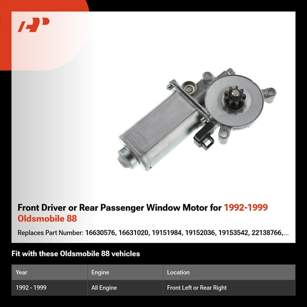 Front Driver or Rear Passenger Window Motor for 1992-1999 Oldsmobile 88