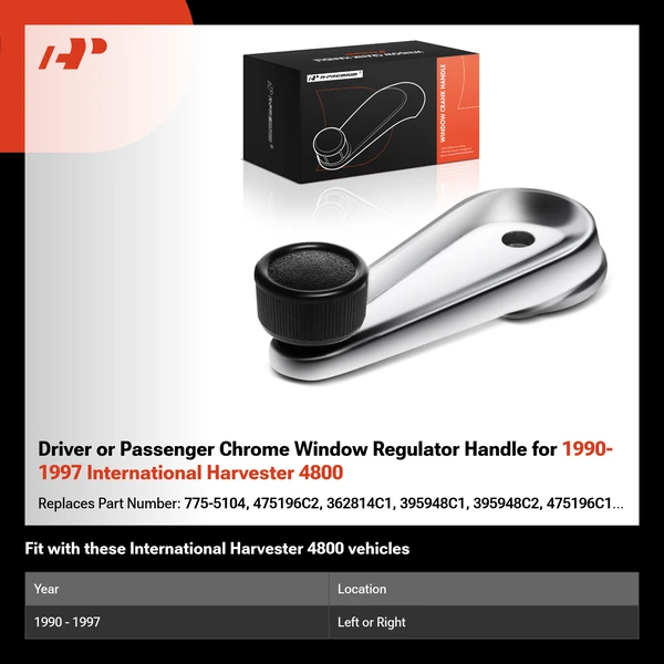 Driver or Passenger Chrome Window Regulator Handle for 1990-1997 International Harvester 4800