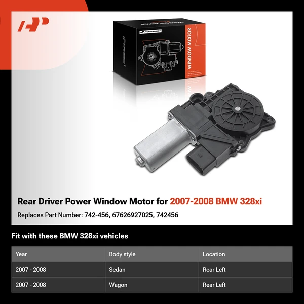Rear Driver Power Window Motor for 2007-2008 BMW 328xi