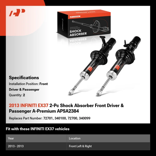 2013 INFINITI EX37 2-Pc Shock Absorber Front Driver & Passenger A-Premium APSA2384