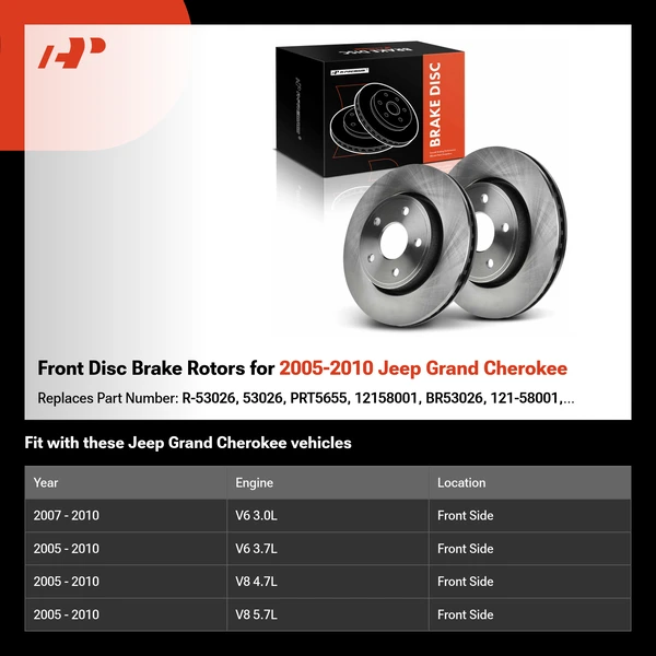 Front Disc Brake Rotors for 2005-2010 Jeep Grand Cherokee