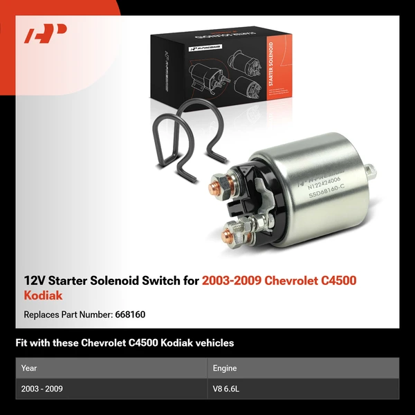 12V Starter Solenoid Switch for 2003-2009 Chevrolet C4500 Kodiak
