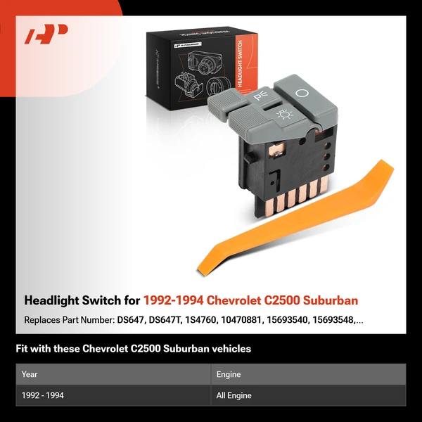 Headlight Switch for 1992-1994 Chevrolet C2500 Suburban