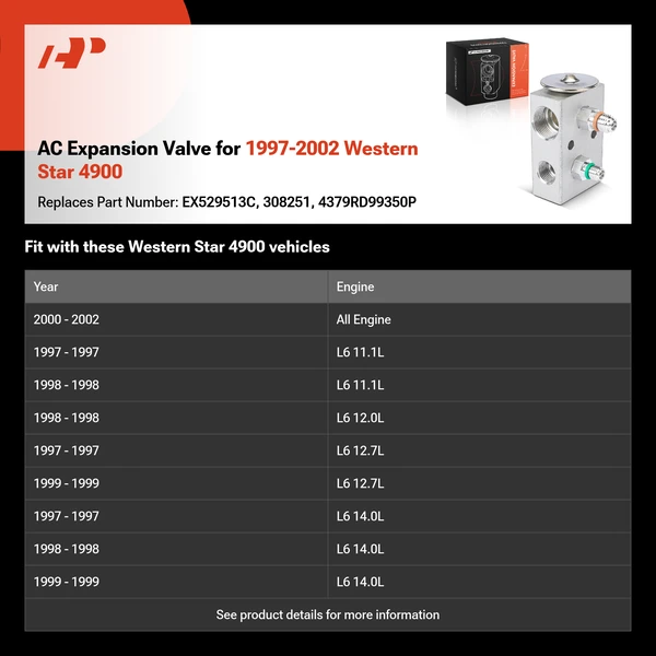 AC Expansion Valve for 1997-2002 Western Star 4900