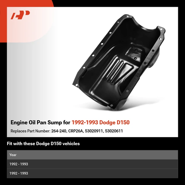 Engine Oil Pan Sump for 1992-1993 Dodge D150