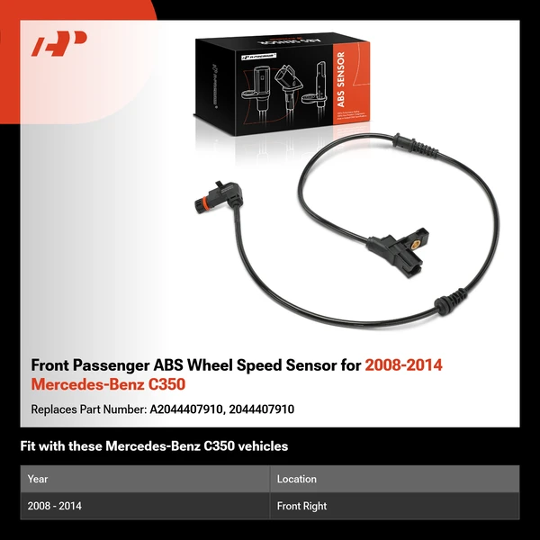 Front Passenger ABS Wheel Speed Sensor for 2008-2014 Mercedes-Benz C350