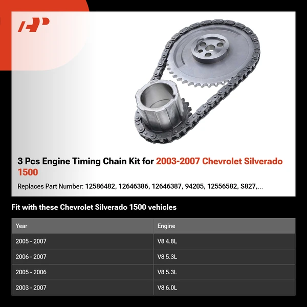 3 Pcs Engine Timing Chain Kit for 2003-2007 Chevrolet Silverado 1500
