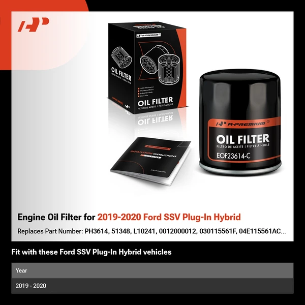 Engine Oil Filter for 2019-2020 Ford SSV Plug-In Hybrid