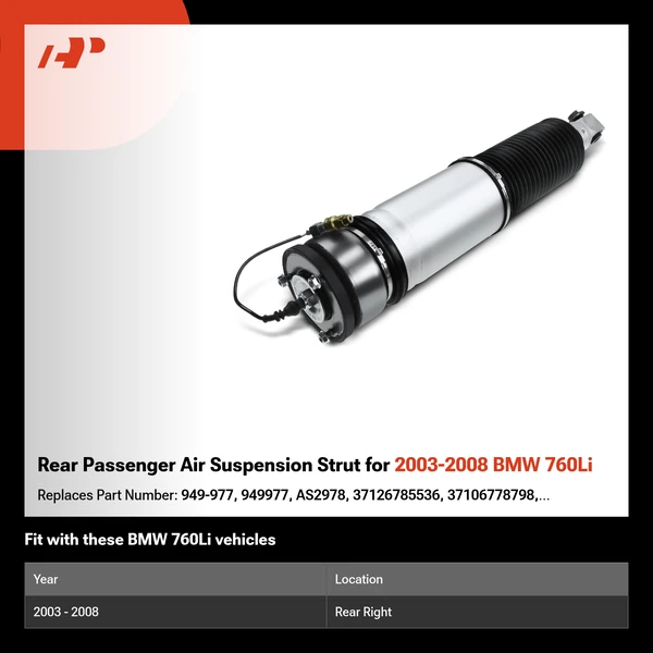 Rear Passenger Air Suspension Strut for 2003-2008 BMW 760Li