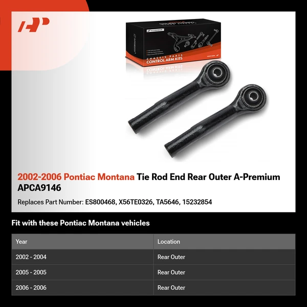 2002-2006 Pontiac Montana Tie Rod End Rear Outer A-Premium APCA9146