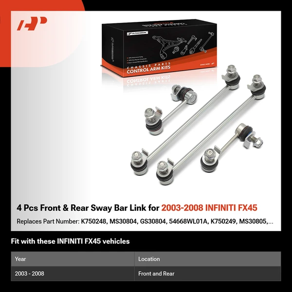 4 Pcs Front & Rear Sway Bar Link for 2003-2008 INFINITI FX45