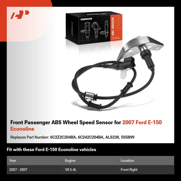 Front Passenger ABS Wheel Speed Sensor for 2007 Ford E-150 Econoline
