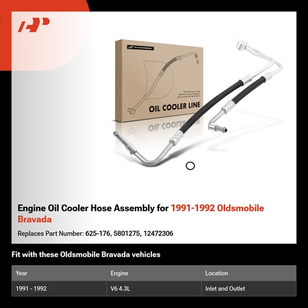 Engine Oil Cooler Hose Assembly for 1991-1992 Oldsmobile Bravada