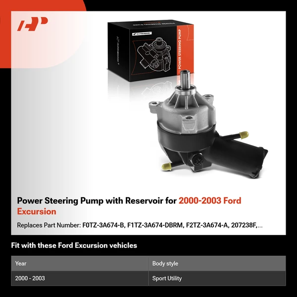 Power Steering Pump with Reservoir for 2000-2003 Ford Excursion