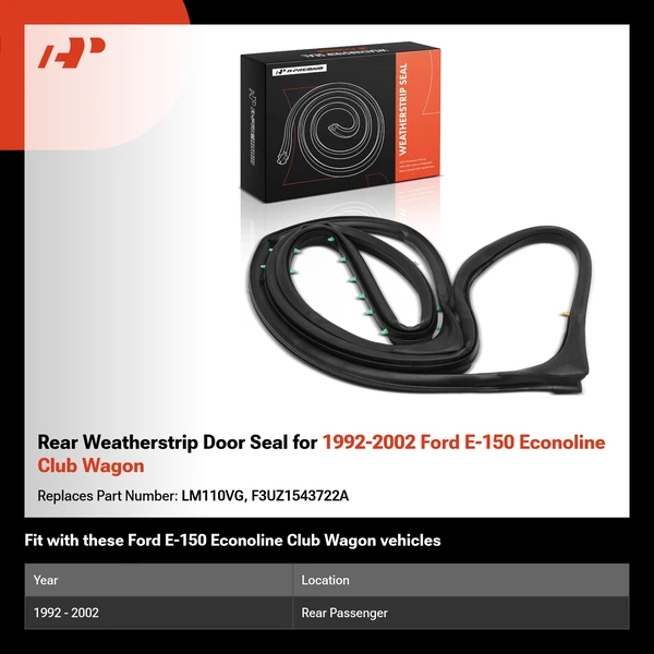 Rear Weatherstrip Door Seal for 1992-2002 Ford E-150 Econoline Club Wagon