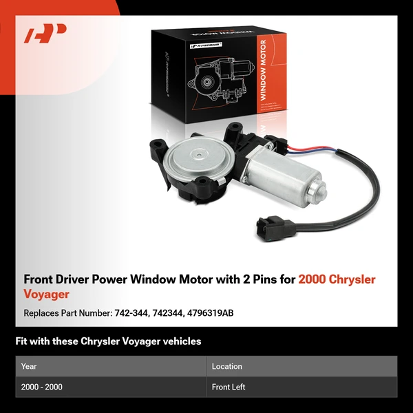 Front Driver Power Window Motor with 2 Pins for 2000 Chrysler Voyager