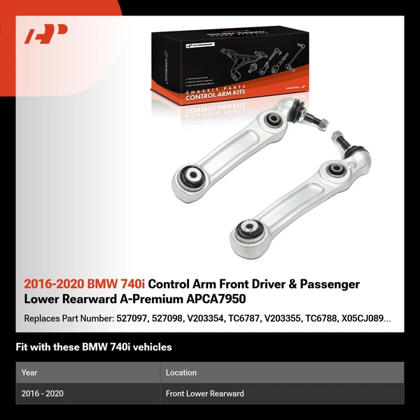 2016-2020 BMW 740i Control Arm Front Driver & Passenger Lower Rearward A-Premium APCA7950