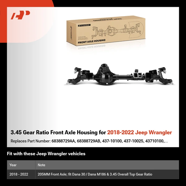3.45 Gear Ratio Front Axle Housing for 2018-2022 Jeep Wrangler