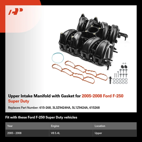 Upper Intake Manifold with Gasket for 2005-2008 Ford F-250 Super Duty